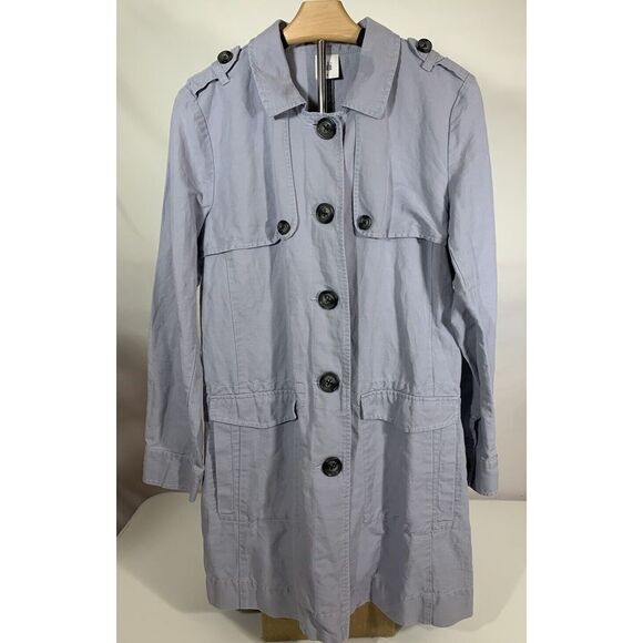 Cabi Linen Cotton Women's Jacket Medium Grey Button Up Missing Belt Casual Comfy - Picture 1 of 8